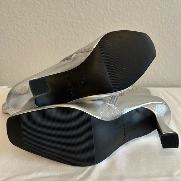 NWOT, Open Edit Women’s Hesper Metallic Silver Square-Off Toe Heeled Bootie 5.5 - Picture 12 of 12